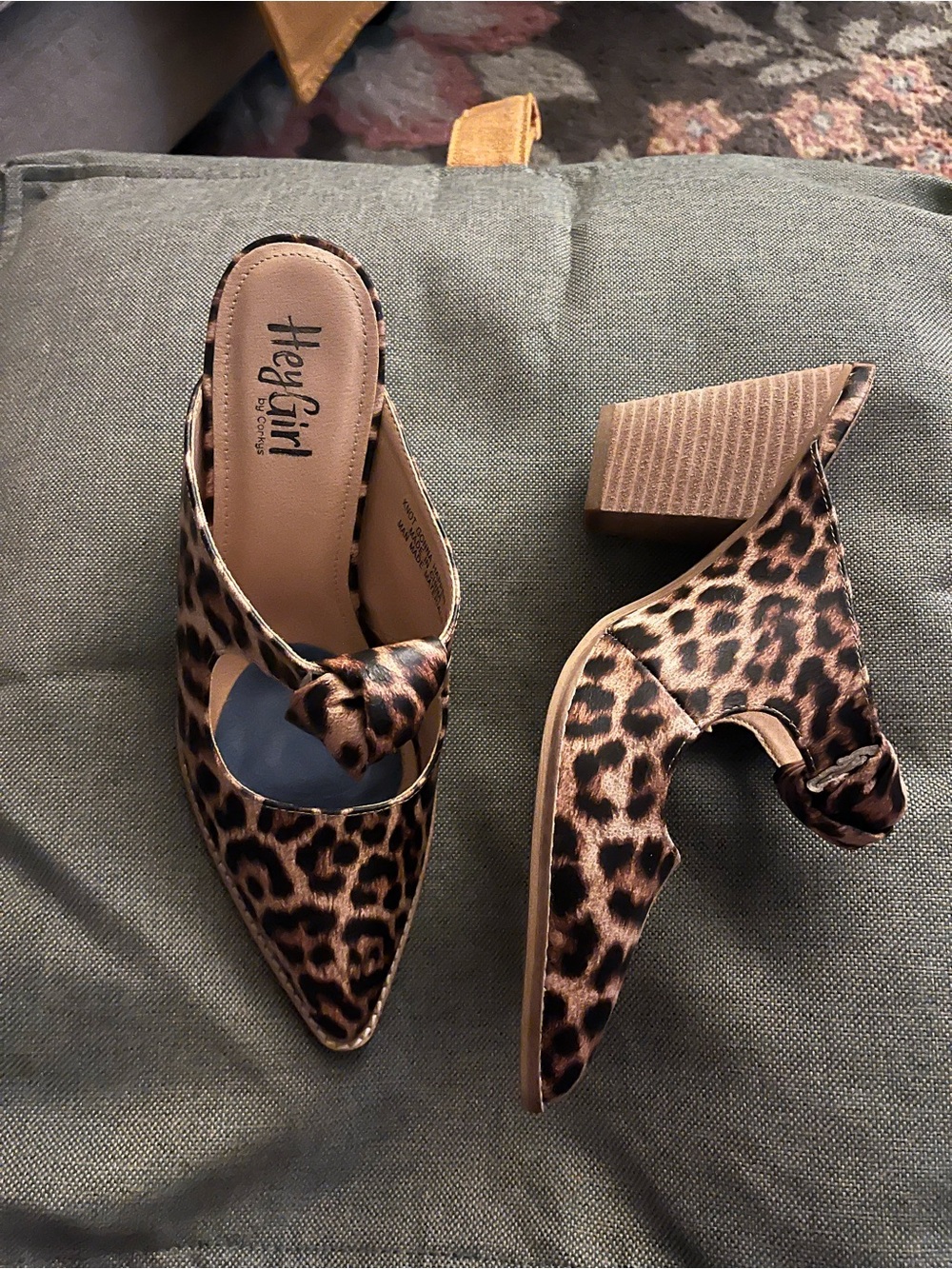 Corkys Leopard Print Knot Mules - Brown